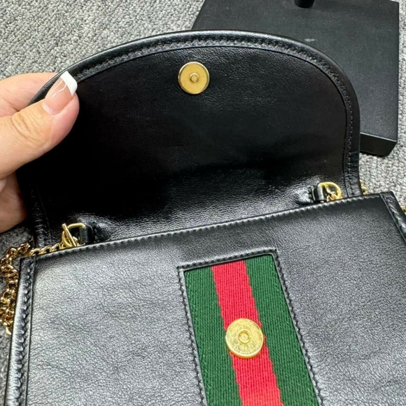 100% Authentic Gucci Rajah Leather Crossbody Bag - Picture 12 of 14